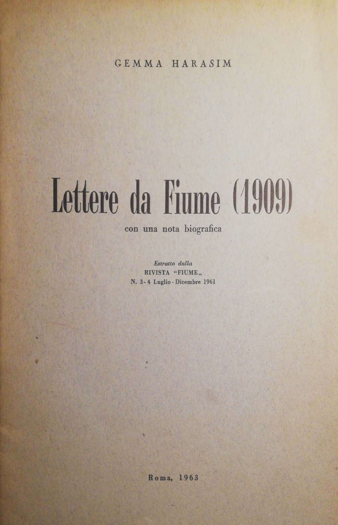 Lettere da Fiume (1909) - copertina