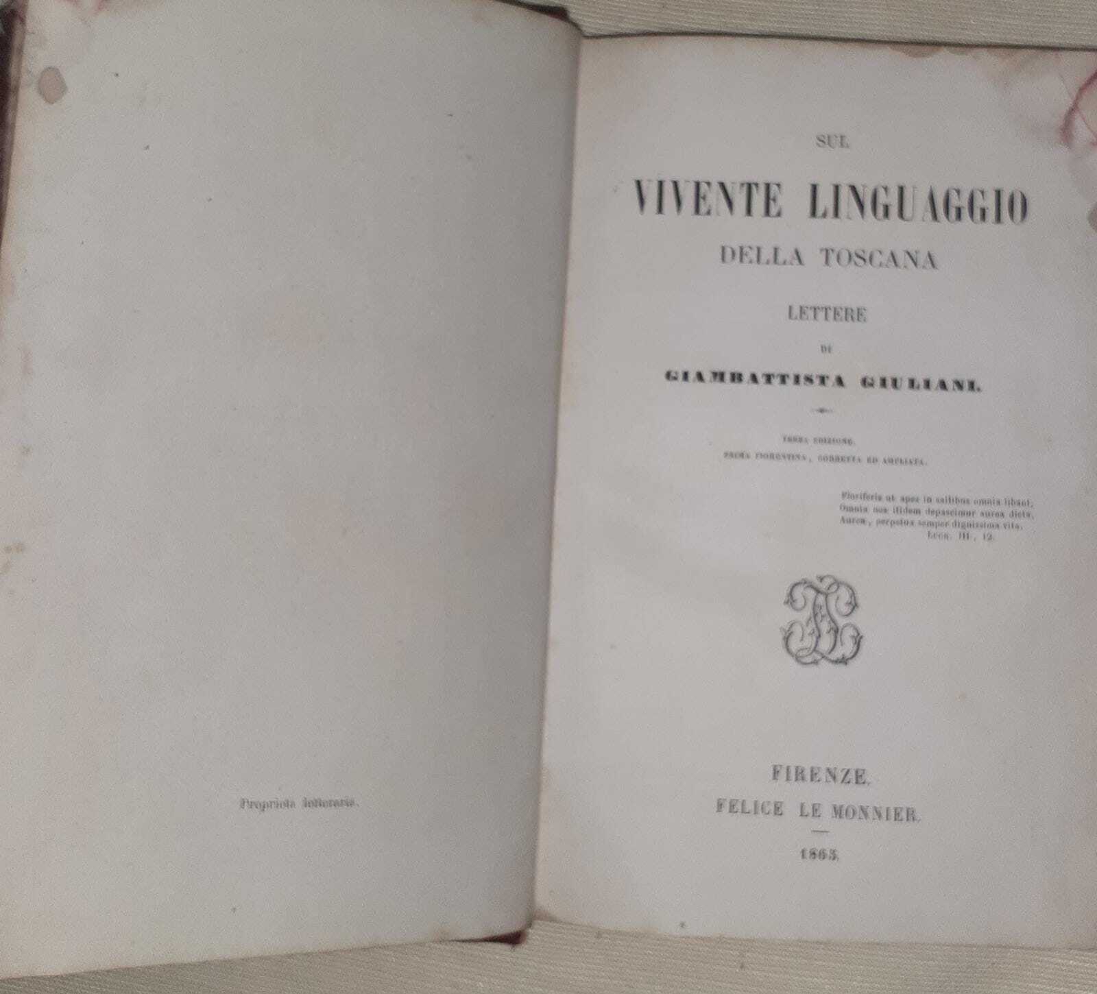 Sul vivente linguaggio della toscana - copertina