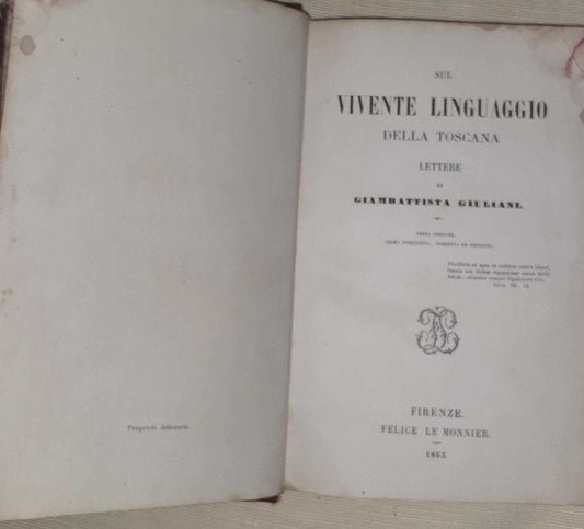 Sul vivente linguaggio della toscana - copertina