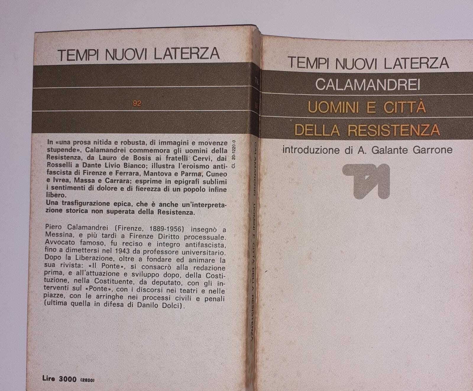 Uomini e città della resistenza. Discorsi scritti ed epigrafi - copertina