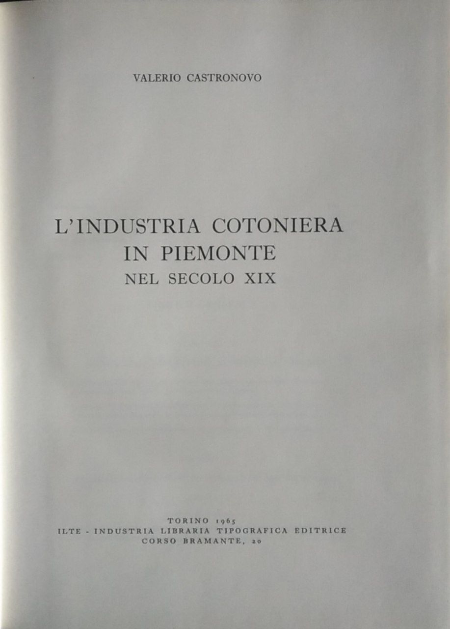 L'industria cotoniera in Piemonte nel secolo XIX - copertina