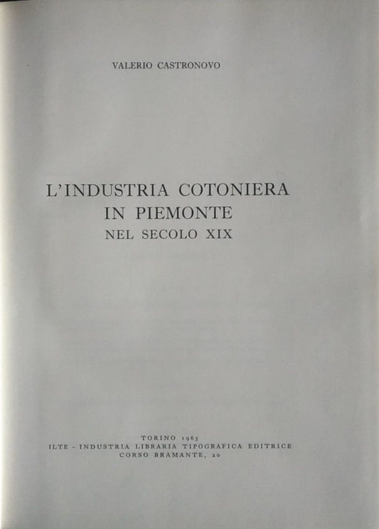 L'industria cotoniera in Piemonte nel secolo XIX - copertina