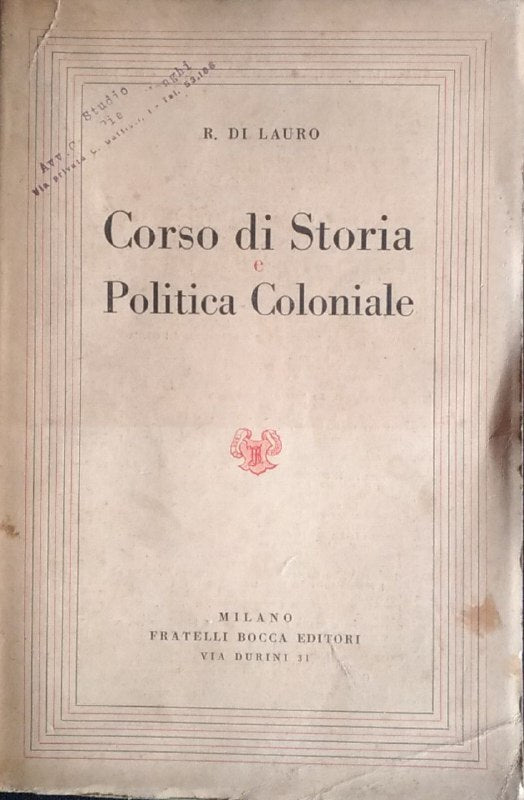 Corso di Storia e Politica Coloniale - copertina