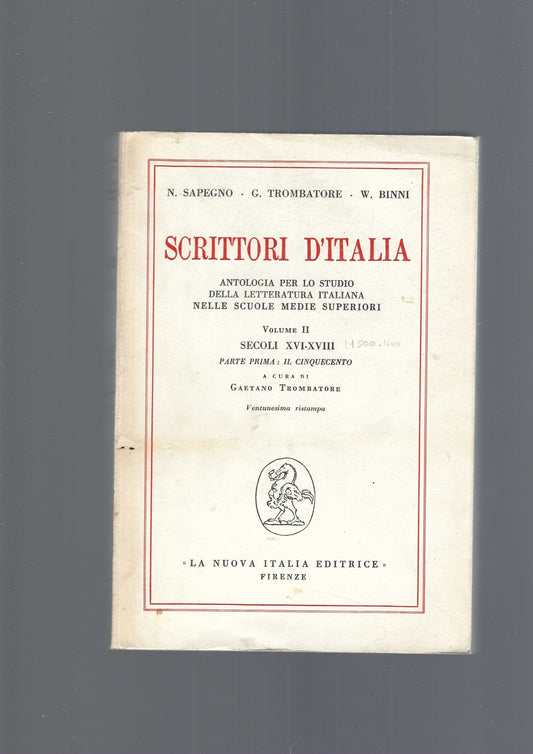SCRITTORI D' ITALIA , vol. II - copertina