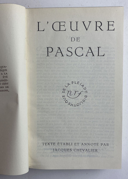 L' oeuvre de Pascal - copertina