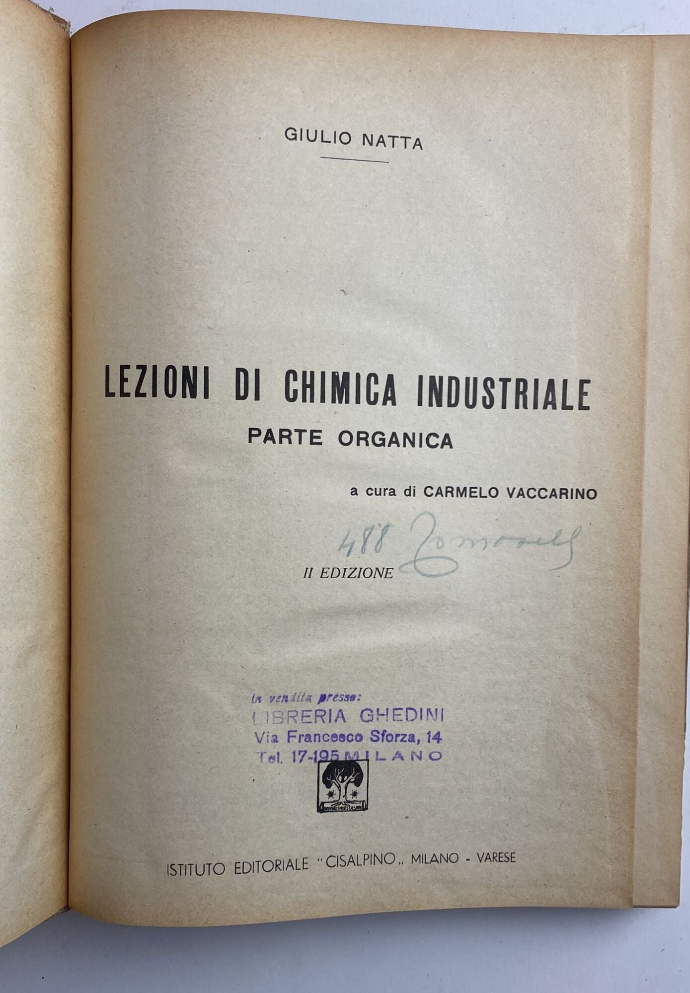 Lezioni di chimica industriale. Parte organica - copertina