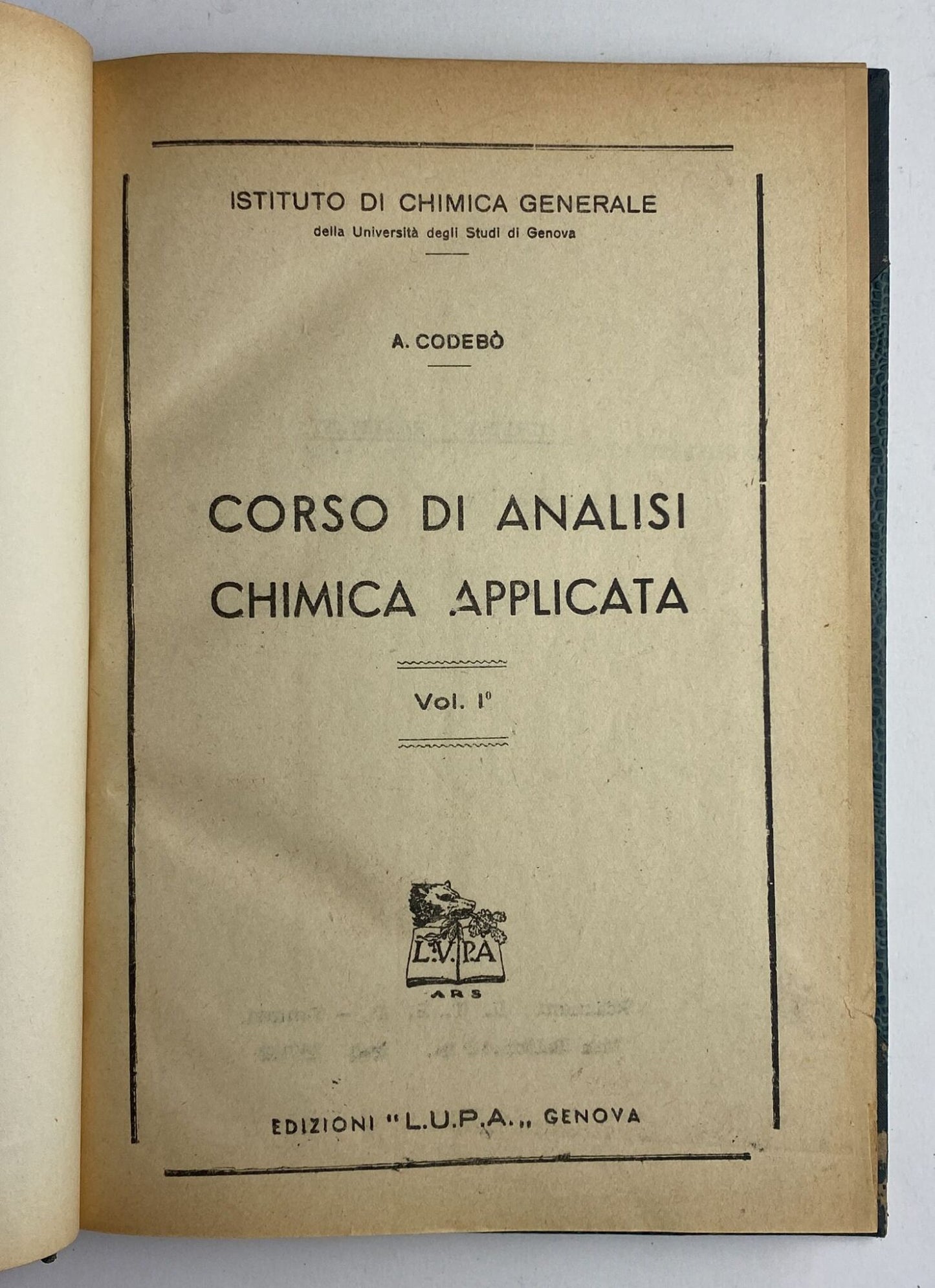 Corso di analisi. Chimica applicata (Vol. 1) - copertina