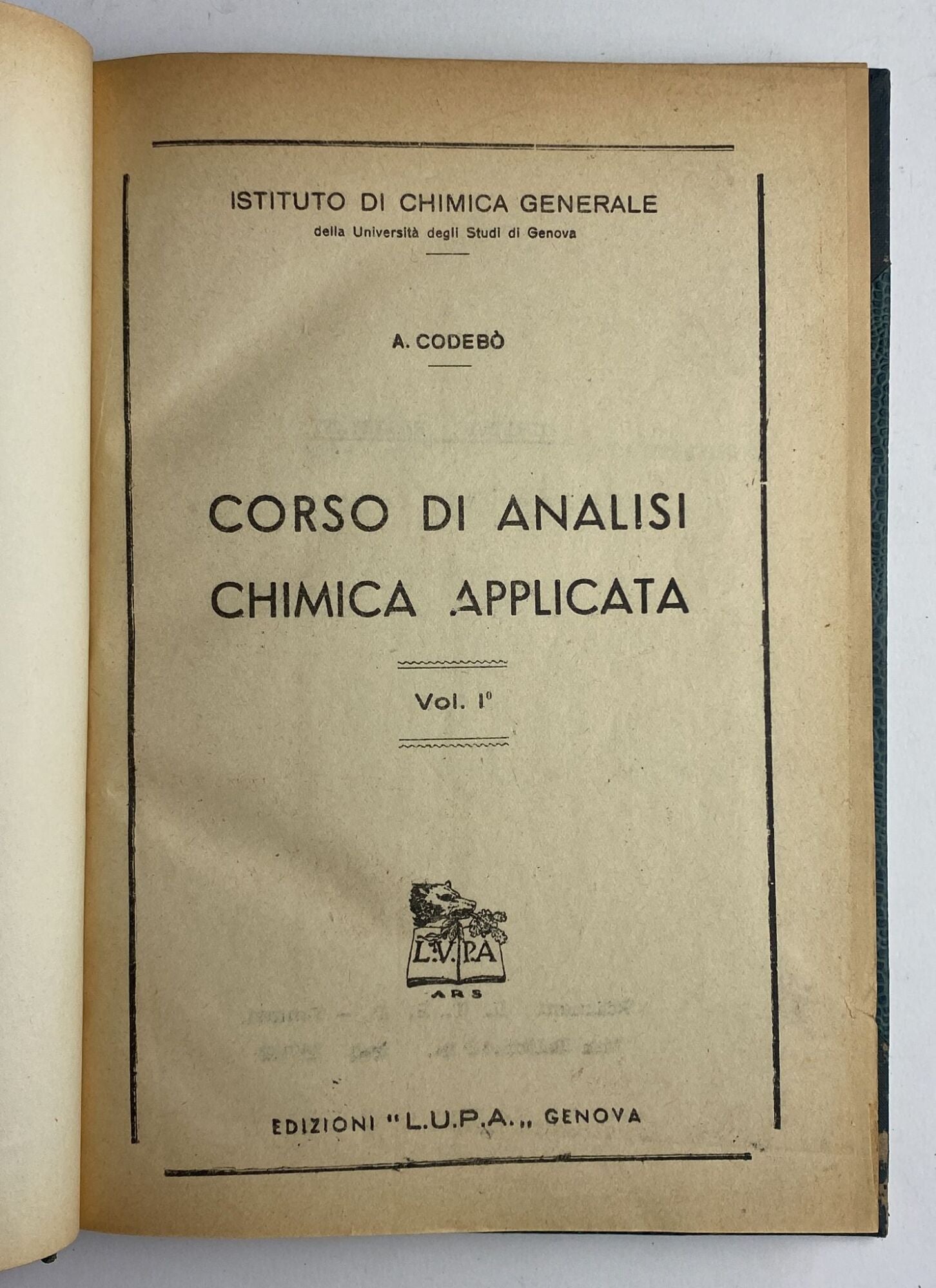 Corso di analisi. Chimica applicata (Vol. 1) - copertina