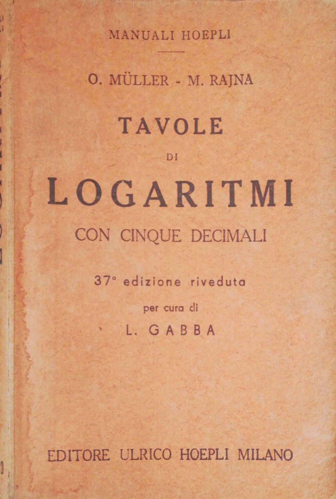 Tavole di logaritmi con cinque decimali - copertina