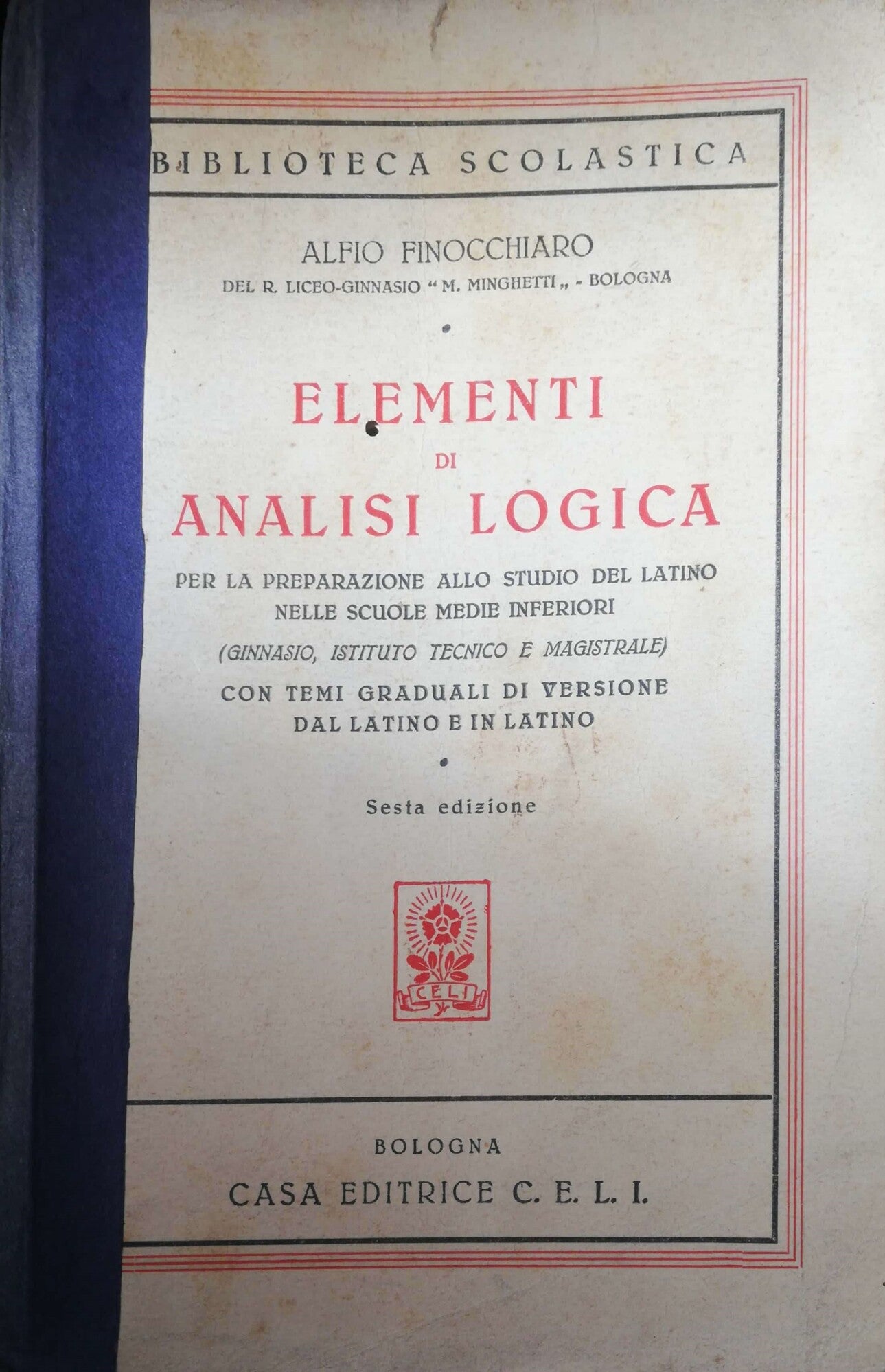 Elementi di analisi logica per la preparazione allo studio del latino - copertina