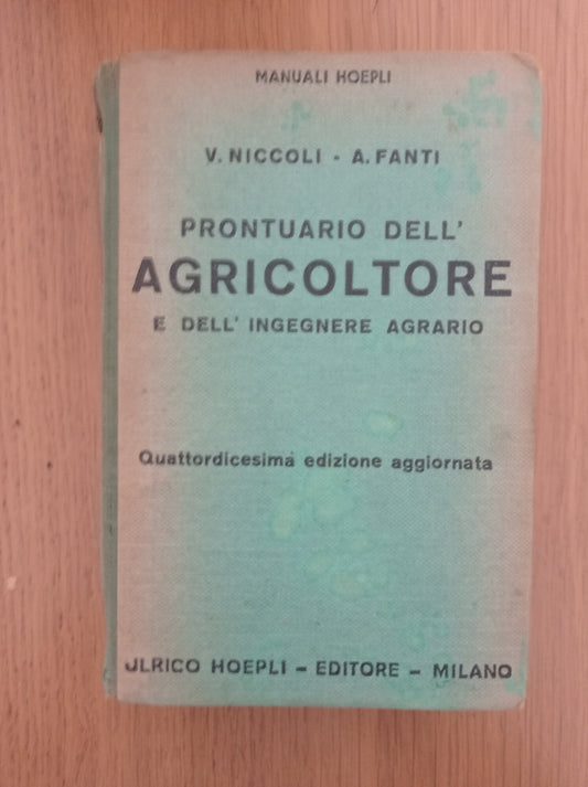 Prontuario dell'agricoltore e dell'ingegnere agrario - copertina