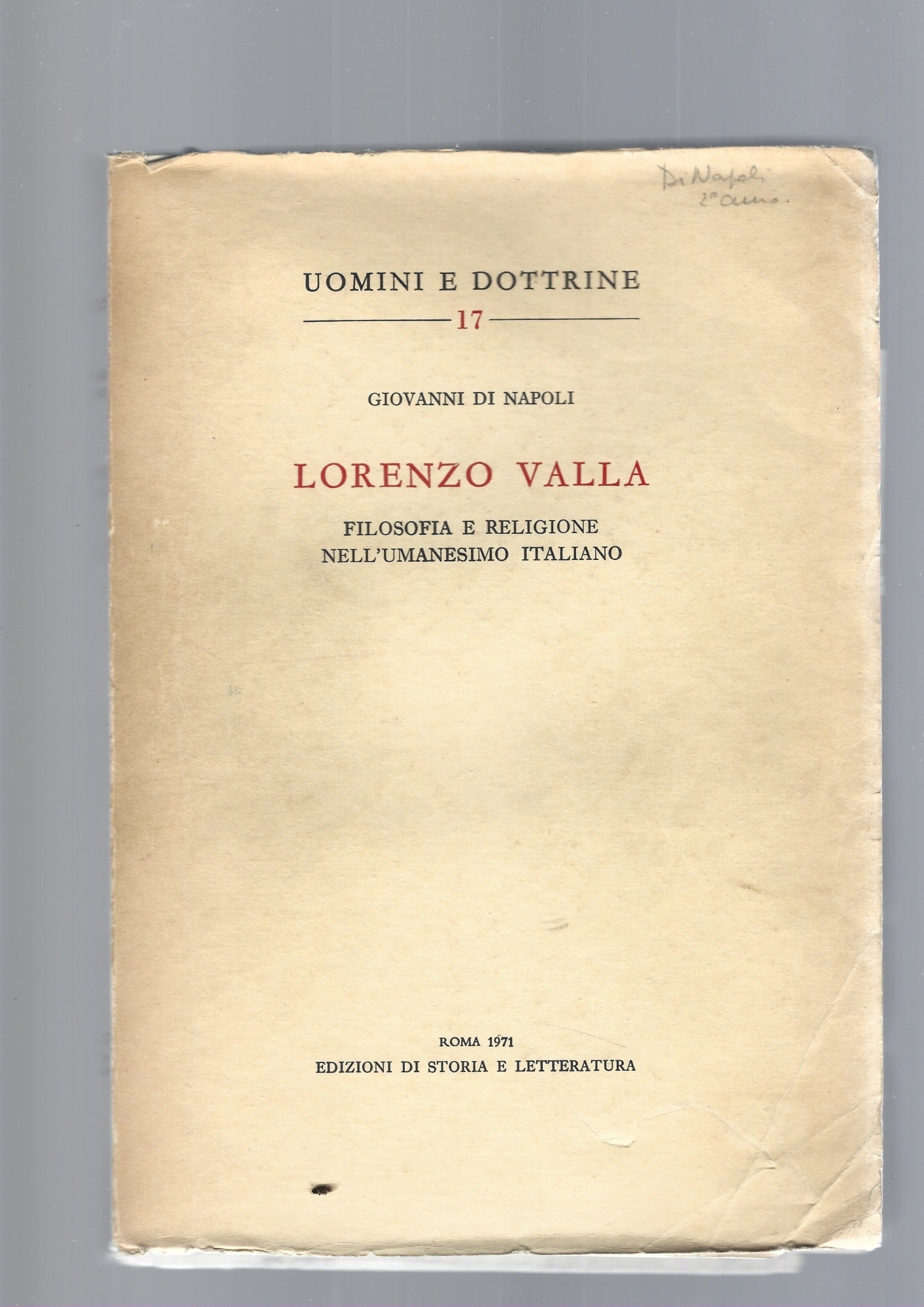 LORENZO VALLA - copertina