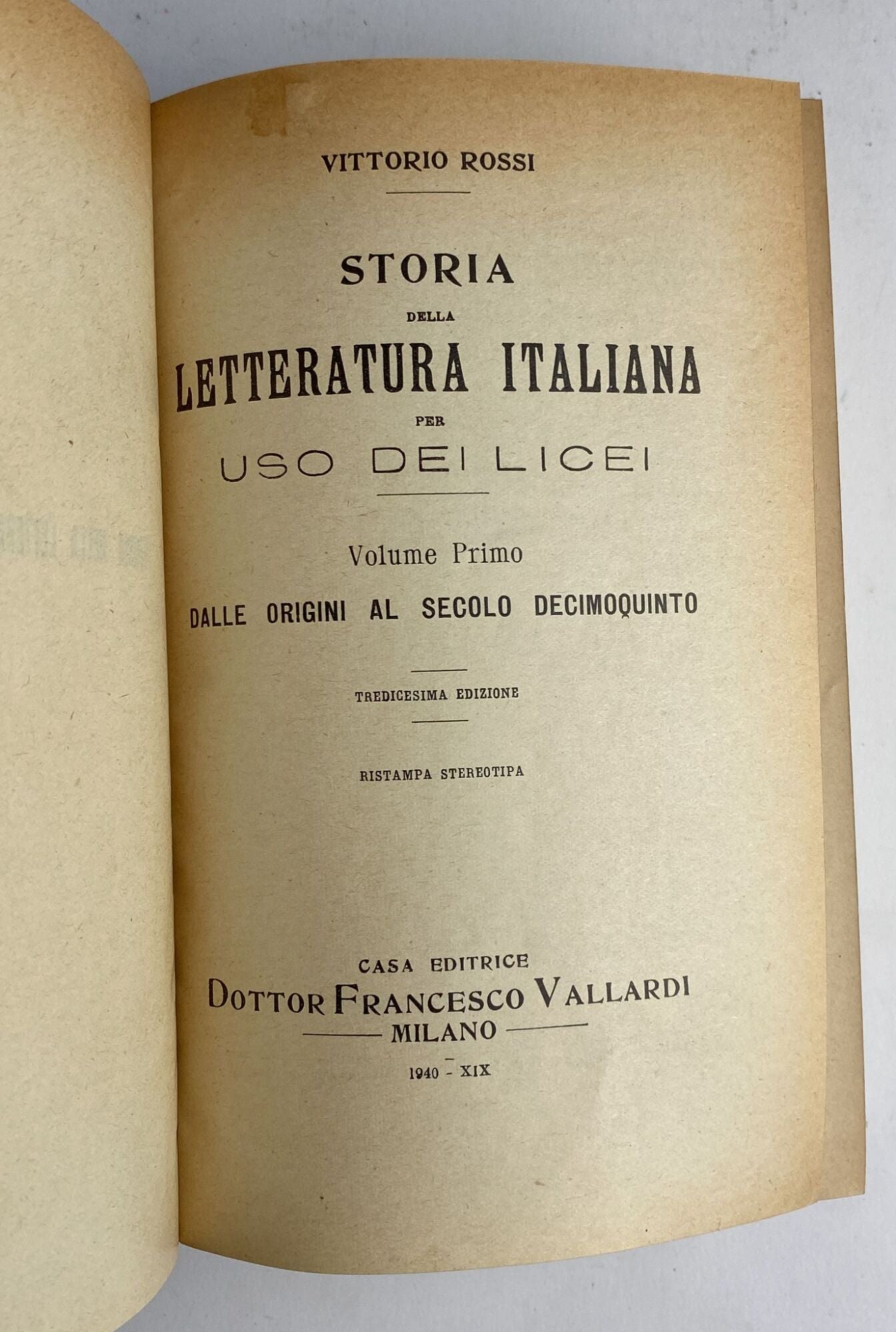 Storia della letteratura italiana. Vol. 1 - copertina