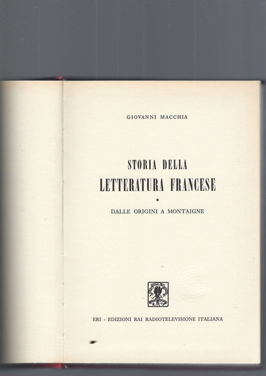 STORIA DELLA LETTERATURA FRANCESE - copertina