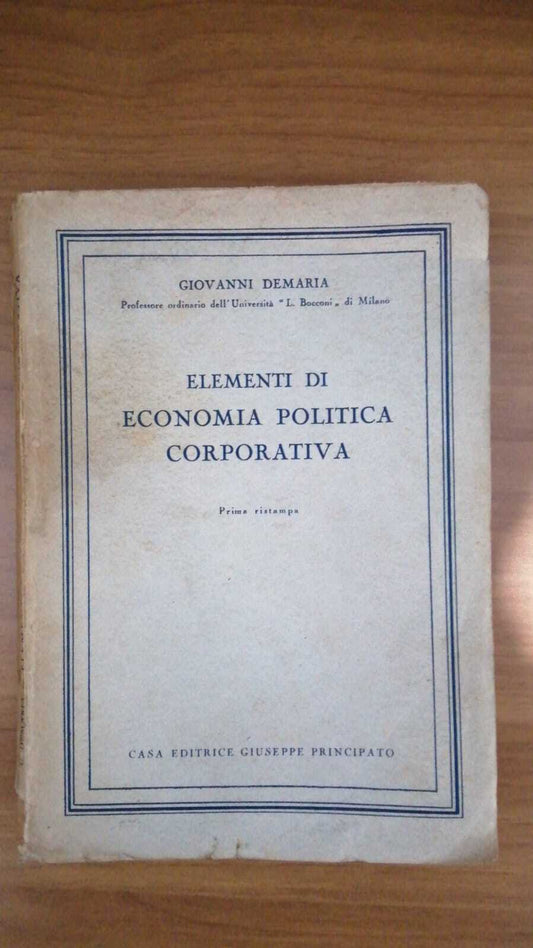 Elementi di economia politica corporativa - copertina