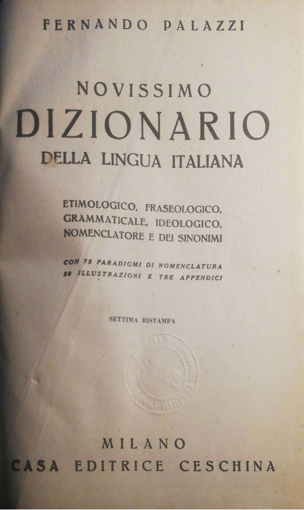 Novissimo dizionario della lingua italiana - copertina