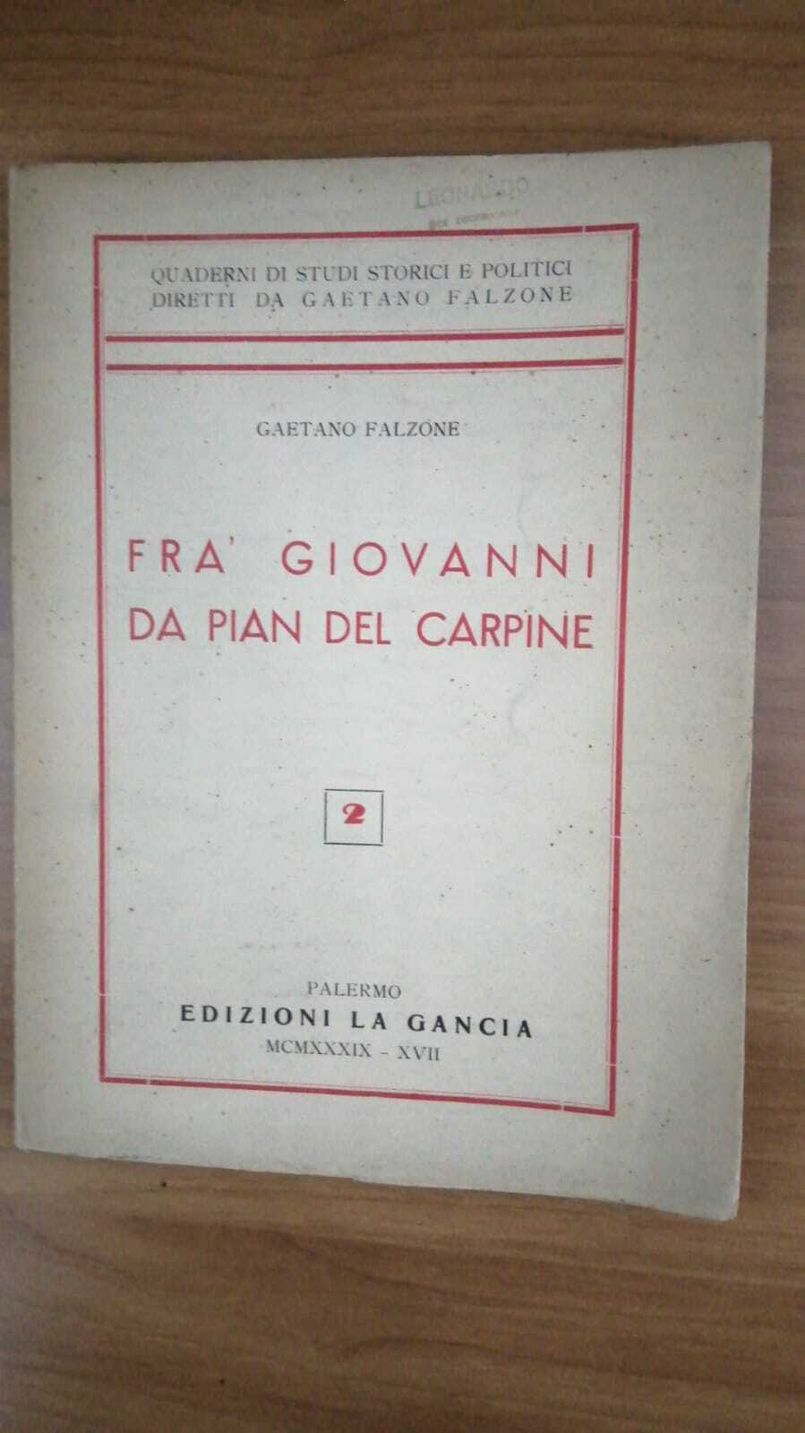 Fra' Giovanni da Pian del Carpine - copertina