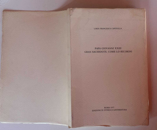 Papa Giovanni XXIII. Gran sacerdote, come lo ricordo - copertina