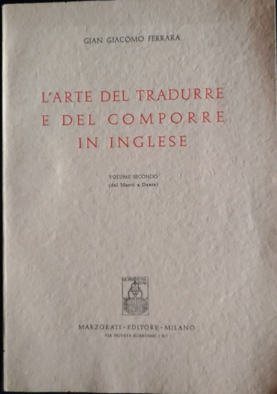 L'arte del tradurre e del comporre in inglese. Volume secondo - copertina
