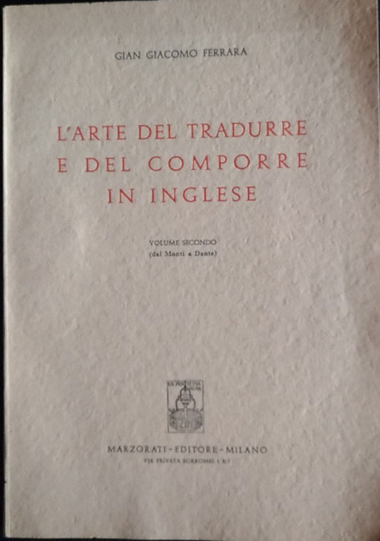 L'arte del tradurre e del comporre in inglese. Volume secondo - copertina