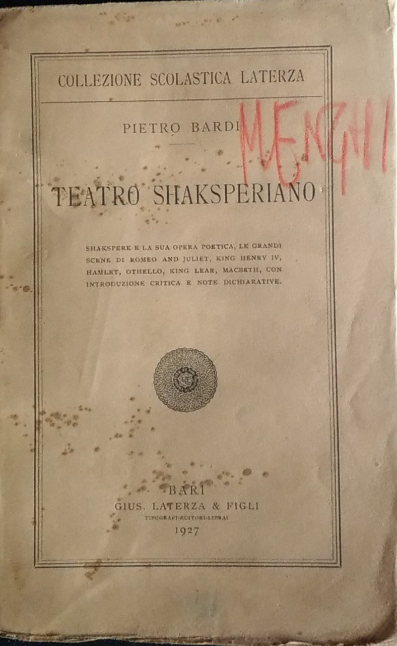 Teatro shaksperiano - copertina