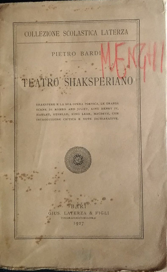 Teatro shaksperiano - copertina