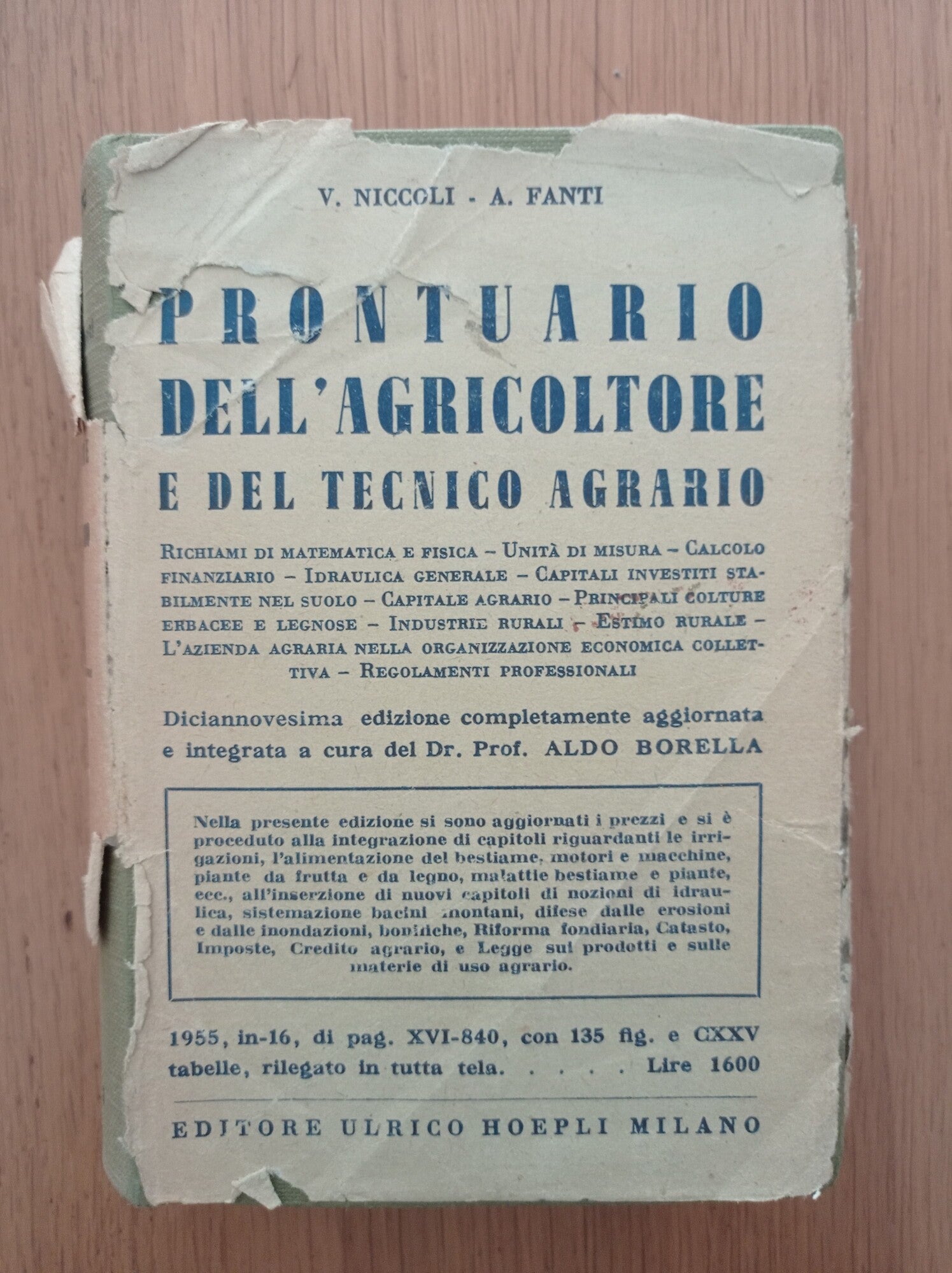 Prontuario dell'agricoltore e del tecnico agrario - copertina