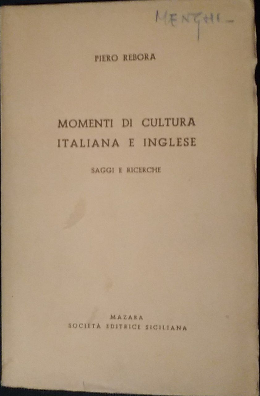 Momenti di cultura italiana e inglese - copertina