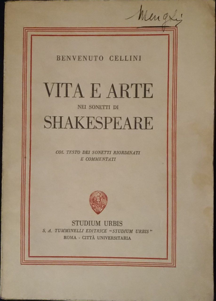 Vita e arte nei sonetti di Shakespeare - copertina