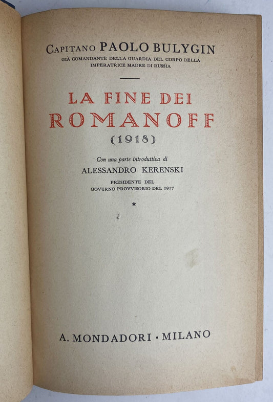 La fine dei Romanoff. 1918 - copertina