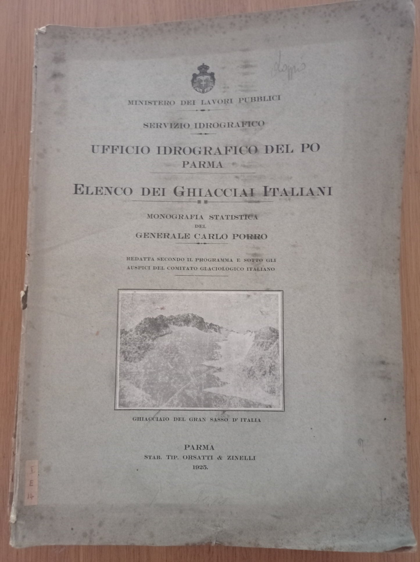 Elenco dei Ghiacciai Italiani monografia statistica - copertina