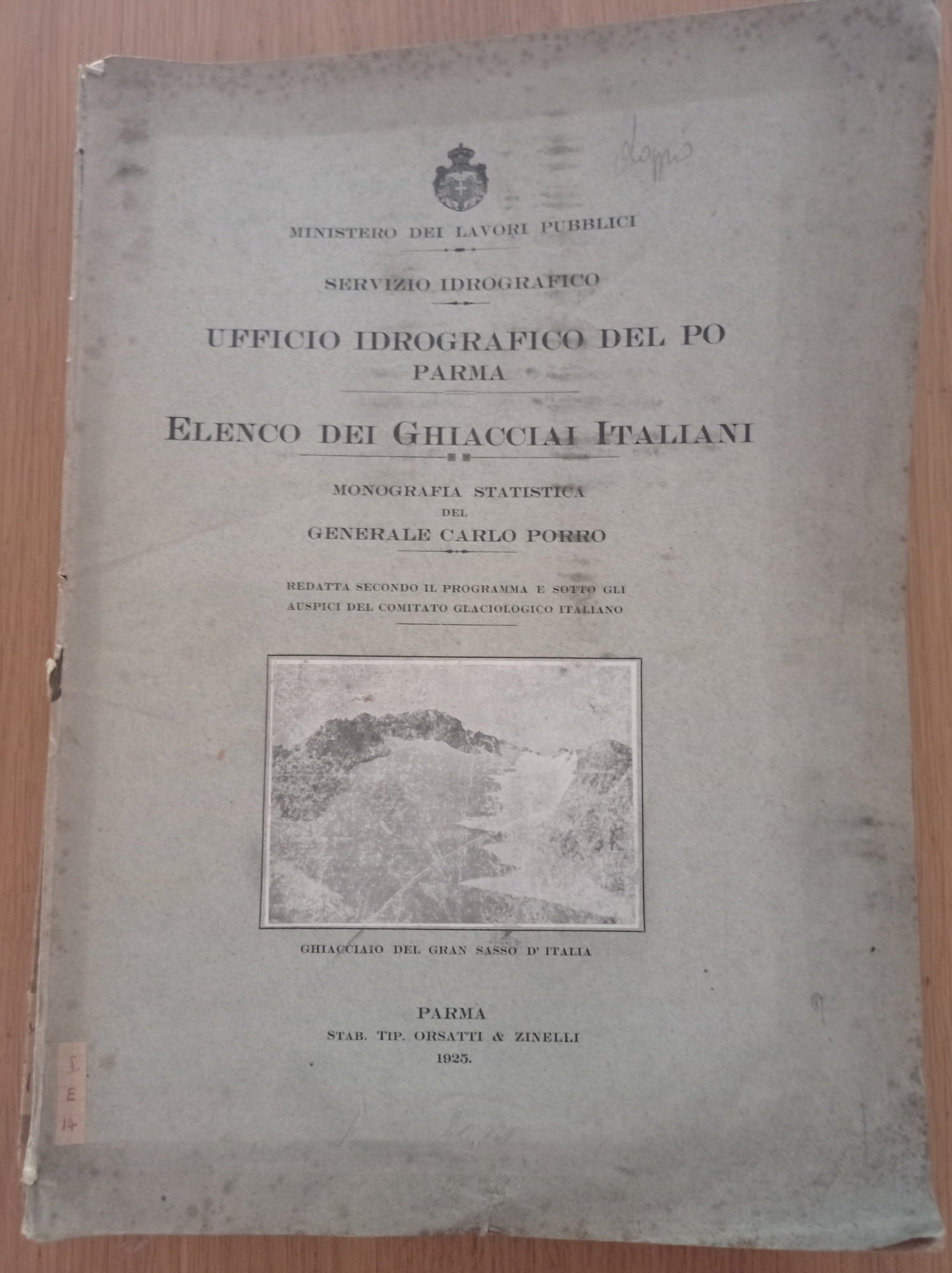 Elenco dei Ghiacciai Italiani monografia statistica - copertina