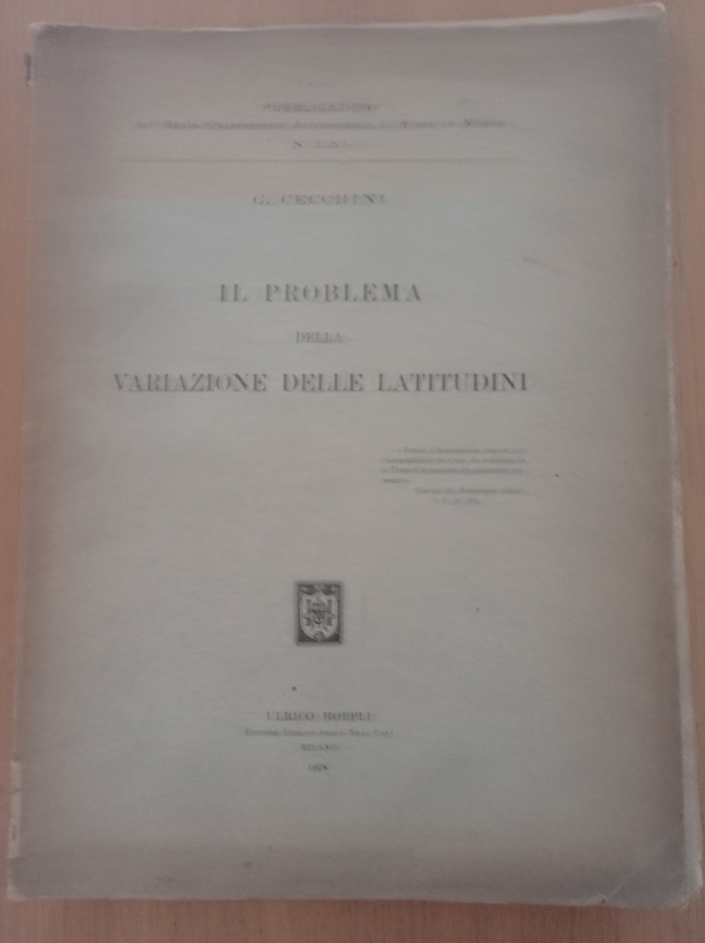Il problema della variazione delle latitudini - copertina