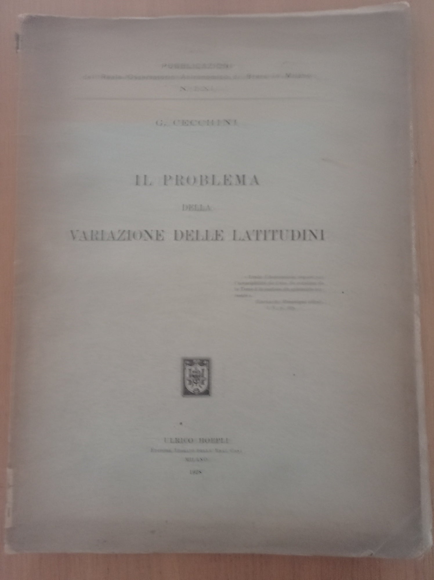 Il problema della variazione delle latitudini - copertina