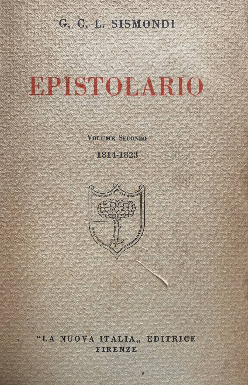 Epistolario. Volume secondo 1814-1823 - copertina