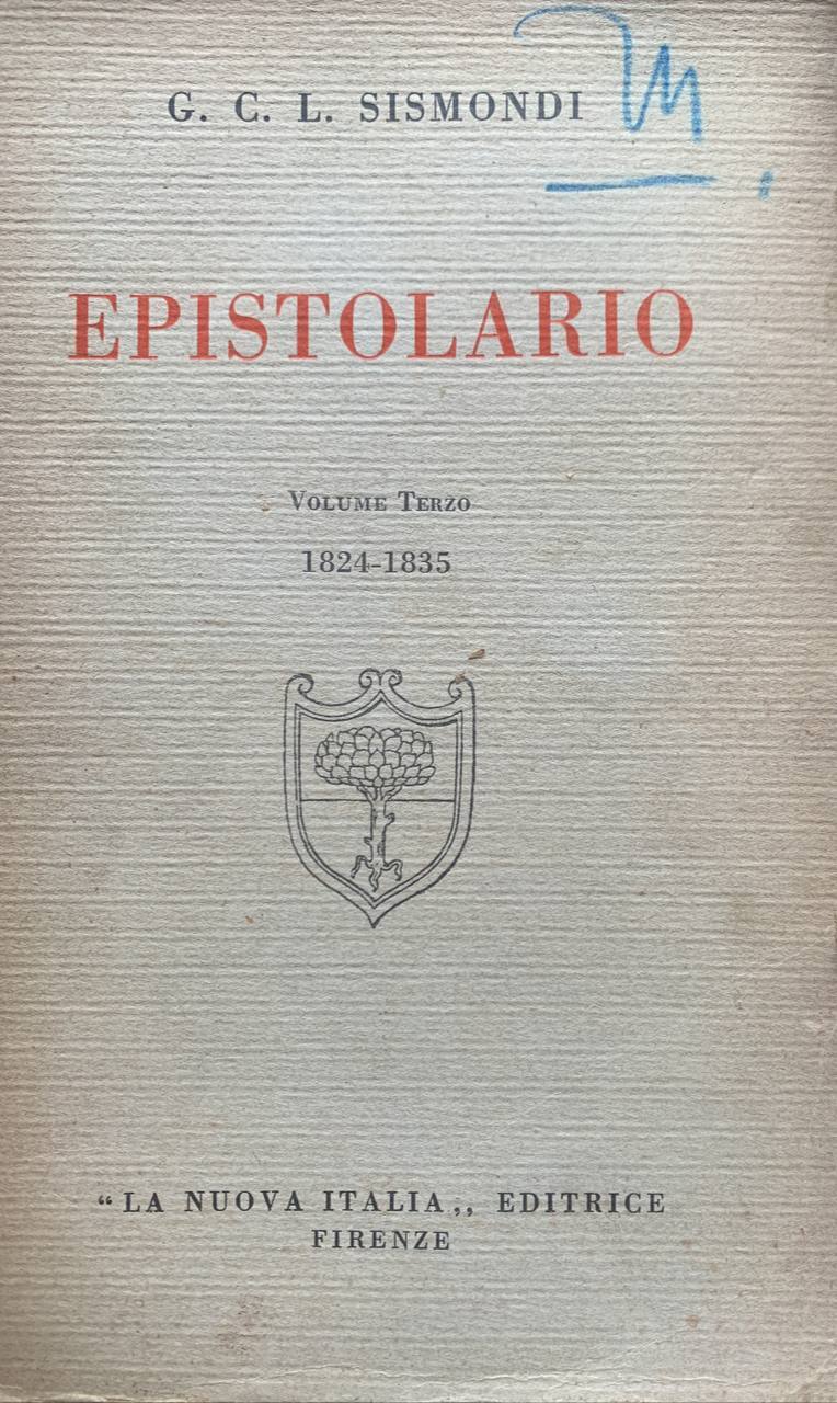 Epistolario. Volume terzo 1824-1835 - copertina