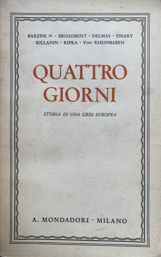 Quattro giorni. Storia di una crisi europea - copertina