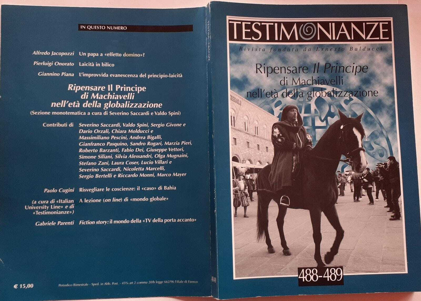 Ripensare Il Principe di Machiavelli nell'età della globalizzazione. N.488-489 - copertina