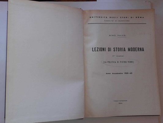 Lezioni di storia moderna. 1 esame (La politica di Pietro Verri) - copertina