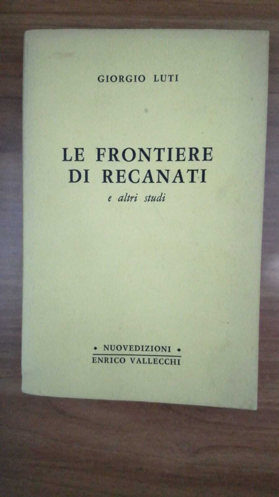 Le frontiere di Recanati e altri studi - copertina