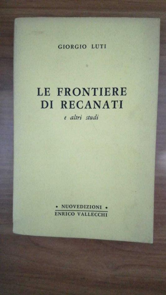 Le frontiere di Recanati e altri studi - copertina