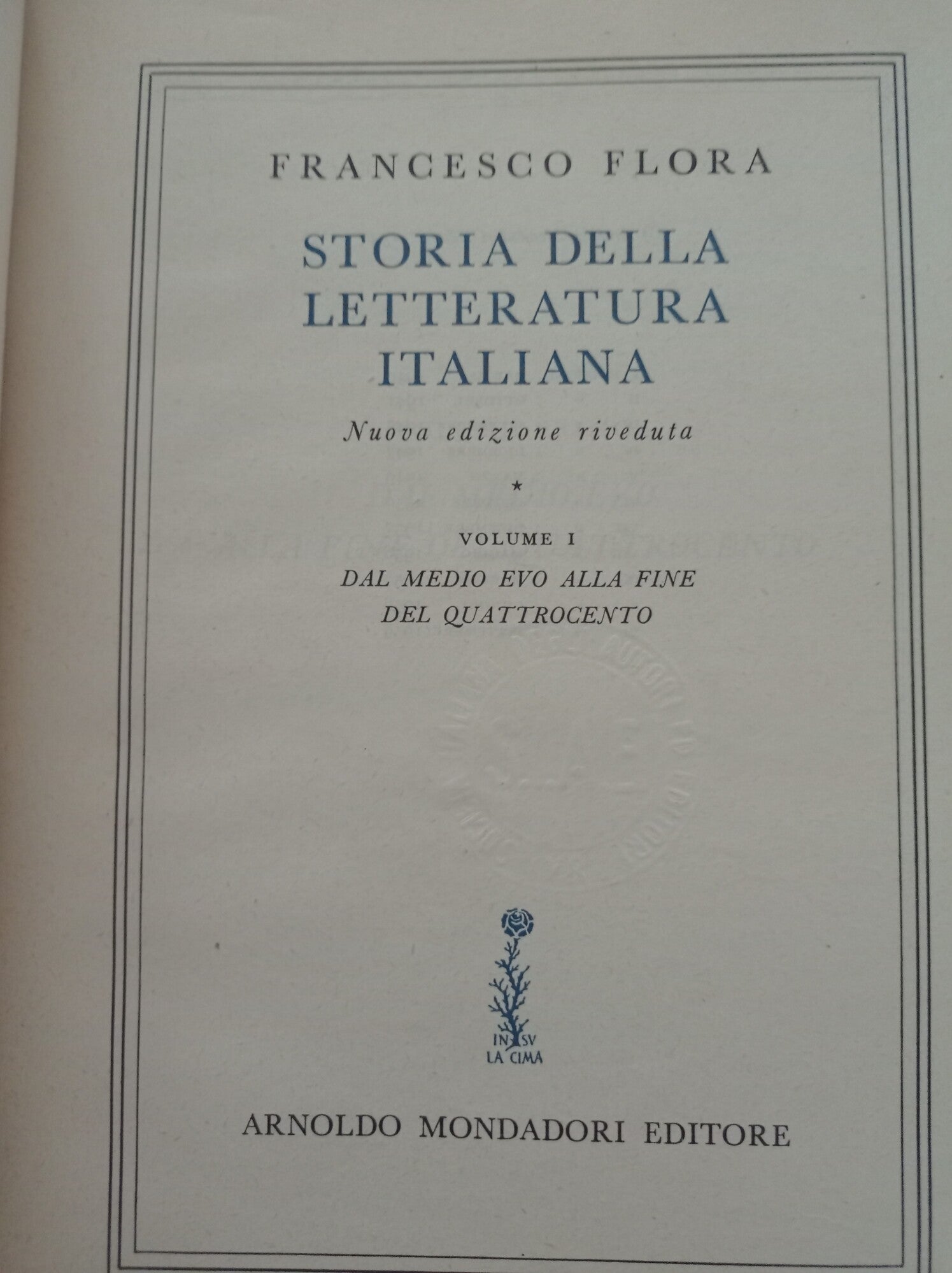 Storia della letteratura italiana Vol.1 - copertina