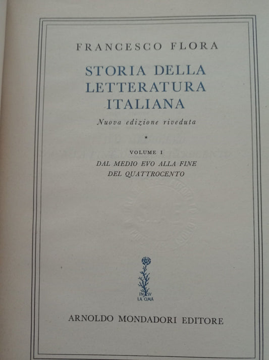 Storia della letteratura italiana Vol.1 - copertina