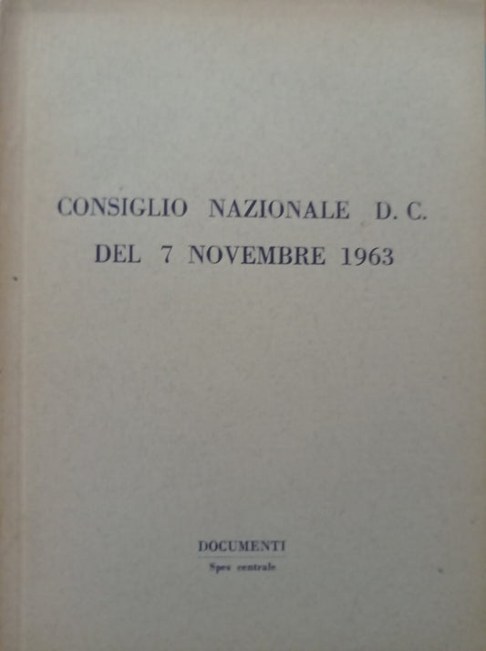 Consiglio Nazionale DC del 7 Novembre 1963 - copertina