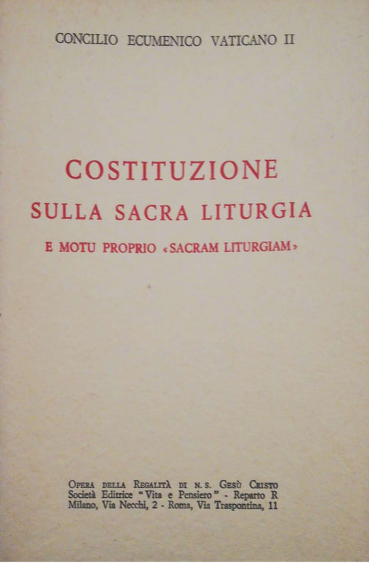 Costituzione sulla sacra liturgia e motu proprio "sacram Liturgiam" - copertina