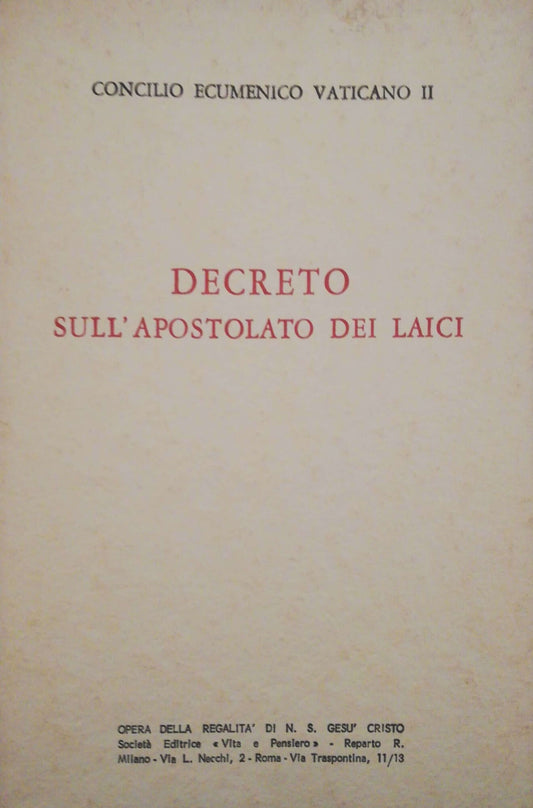 Decreto sull'apostolato dei laici - copertina