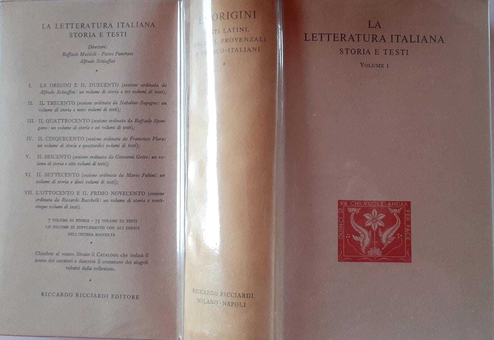 Le origini testi latini, italiani, provenzali e franco-italiani. Volume I - copertina