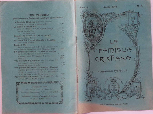 La famiglia cristiana. Periodico mensile N.4 Anno III - copertina