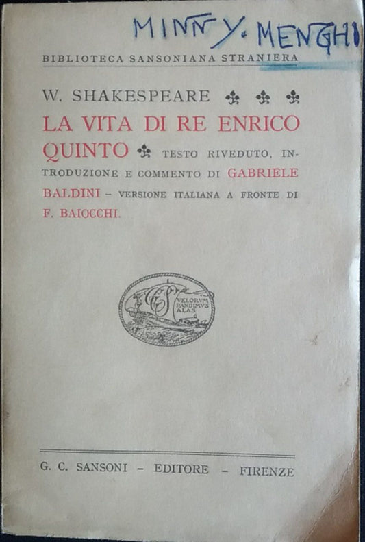 La vita di Re Enrico Quinto - copertina