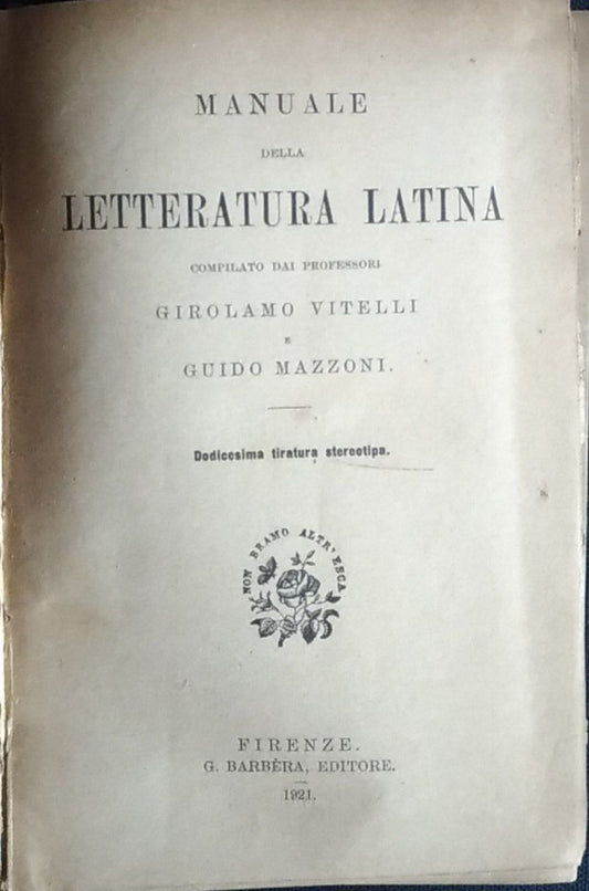 Manuale della letteratura latina - copertina